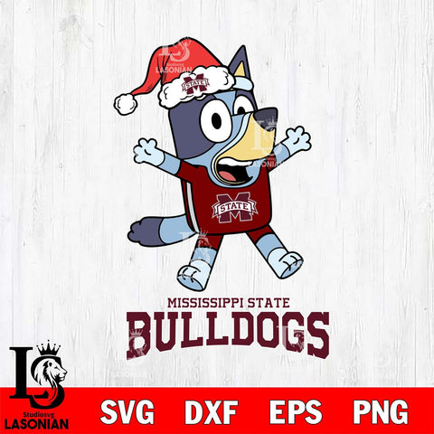 Mississippi State Bulldogs Bluey Happy Christmas Svg Eps Dxf Png File, Digital Download