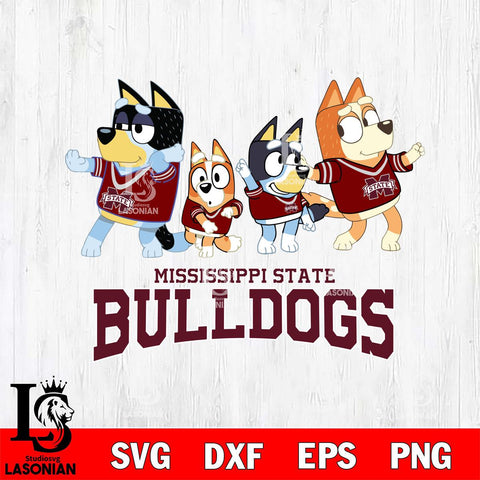 Mississippi State Bulldogs Bluey Mode Dance Squats Svg Eps Dxf Png File, Digital Download, Instant Download