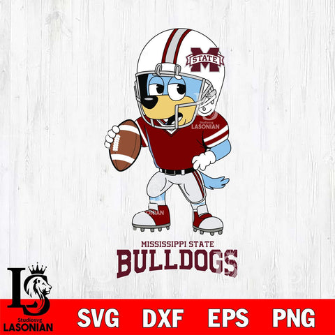 Mississippi State Bulldogs Bluey rugby Svg Eps Dxf Png File, Digital Download ,Instant Download, Cricut File