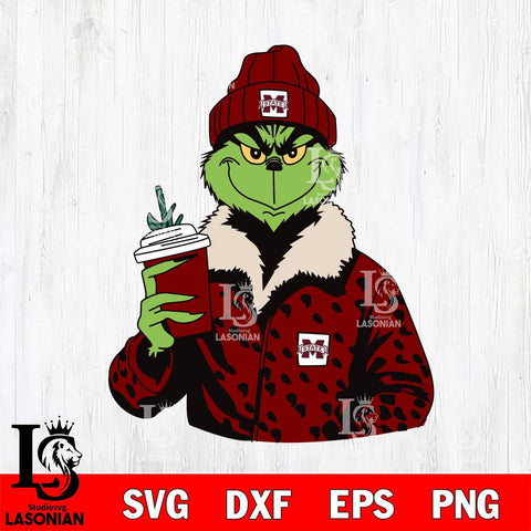 Mississippi State Bulldogs Boujee Grinch 12 Svg Eps Dxf Png File, Digital Download, Instant Download