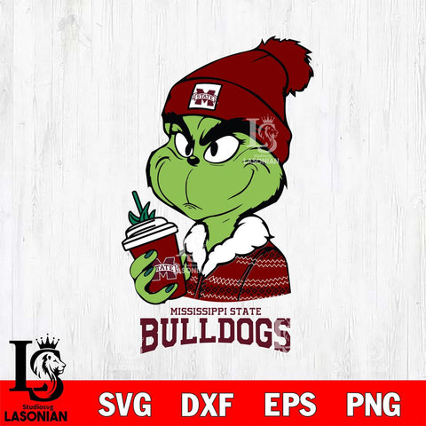 Mississippi State Bulldogs Boujee Grinch Christmas Cut Files Cricut, Svg Dxf Eps Png file, Digital download , Silhouette