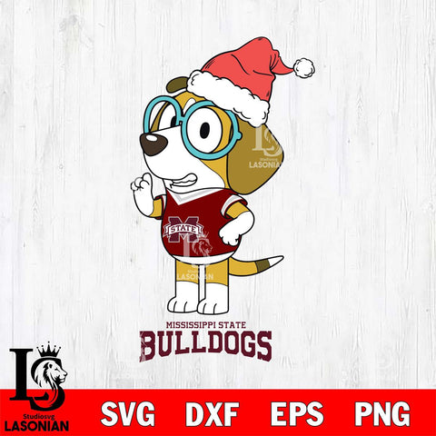 Mississippi State Bulldogs Christmas Bluey Honey Sport Cut Files,Bluey Cricut,Christmas Svg , Bluey svg , Digital Download, dxf eps png pdf file