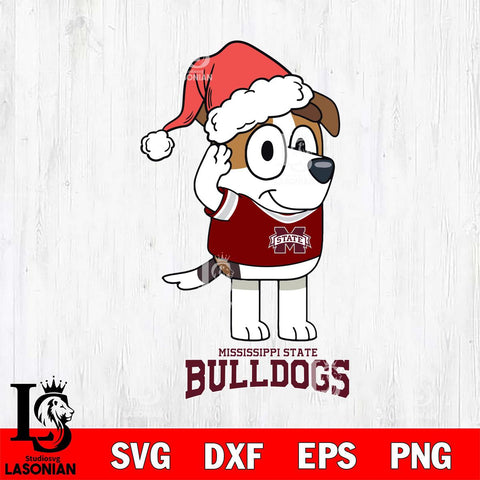 Mississippi State Bulldogs Christmas Bluey Jack Sport Cut Files,Bluey Cricut,Christmas Svg , Bluey svg , Digital Download, dxf eps png pdf file