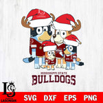 Mississippi State Bulldogs Christmas Bluey Santa Family Cut Files,Bluey Cricut,Christmas Svg , Bluey svg , Digital Download, dxf eps png pdf file