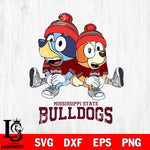 Mississippi State Bulldogs Christmas Bluey & Bingo Sit Cut Files,Bluey Cricut,Christmas Svg , Bluey svg , Digital Download, dxf eps png pdf file