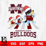 Mississippi State Bulldogs Christmas Family Bluey Walking Cut Files,Bluey Cricut,Christmas Svg , Bluey svg , Digital Download, dxf eps png pdf file