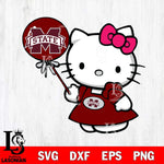 Mississippi State Bulldogs Cute Hello Kitty 2 Svg Eps Dxf Png File, Digital Download, Instant Download