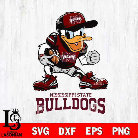 Mississippi State Bulldogs Donal Duck Disney, Svg Eps Dxf Png File, Digital Download