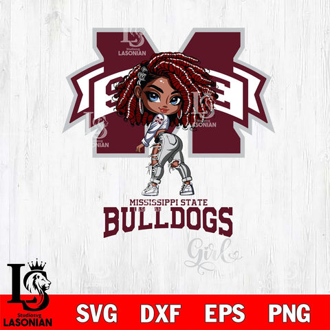 Mississippi State Bulldogs Fan Girl Svg Eps Dxf Png File, Digital Download, Instant Download