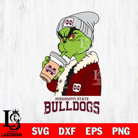 Mississippi State Bulldogs Grinch Bougie Football Svg Eps Dxf Png File, Digital Download, Instant Download