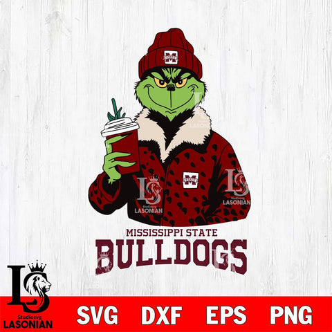 Mississippi State Bulldogs Grinch Christmas Cut Files Cricut, Svg Dxf Eps Png file, Digital download , Silhouette