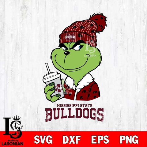 Mississippi State Bulldogs Grinch Cofffe Christmas Cut Files Cricut, Svg Dxf Eps Png file, Digital download , Silhouette