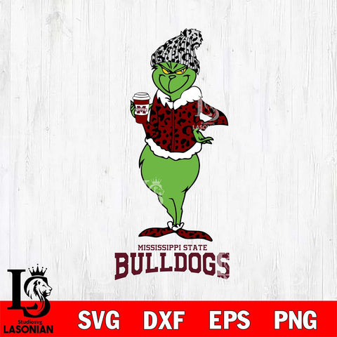 Mississippi State Bulldogs Grinch Leopard Coffee Svg Eps Dxf Png File, Digital Download, Instant Download