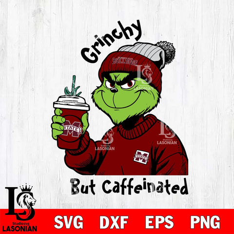 Mississippi State Bulldogs Grinchy But Caffeinated Svg Eps Dxf Png File, Digital Download, Instant Download