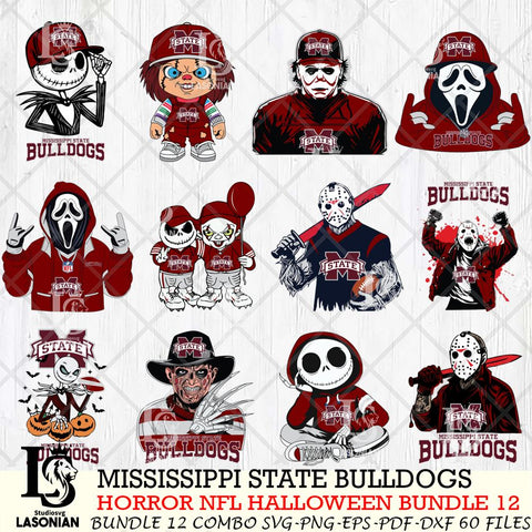 Mississippi State Bulldogs Halloween Bundle 12 SVG Svg Eps Dxf Png File, NCAA bundle svg, Digital Download, Instant Download