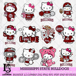 Mississippi State Bulldogs Hello Kitty Bundle 12 SVG Svg Eps Dxf Png File, Digital Download, Instant Download