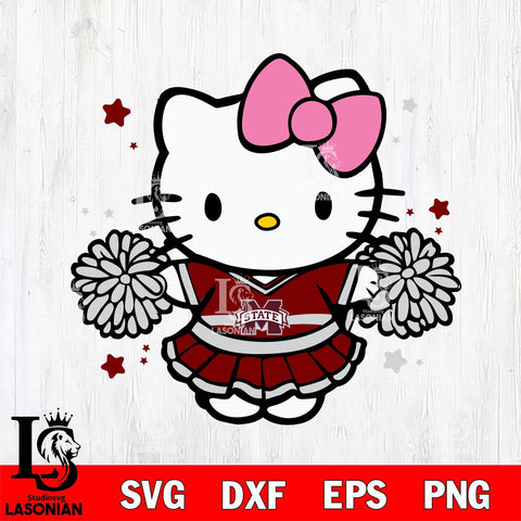 Mississippi State Bulldogs Hello Kitty Cheerleader 10 Svg Eps Dxf Png File, Digital Download, Instant Download