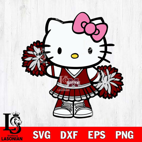 Mississippi State Bulldogs Hello Kitty Cheerleader 11 Svg Eps Dxf Png File, Digital Download, Instant Download