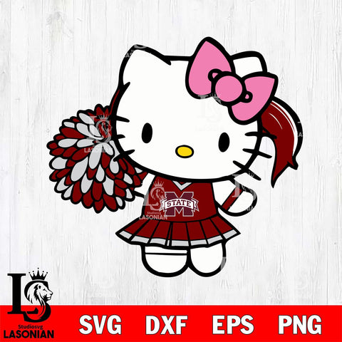 Mississippi State Bulldogs Hello Kitty Cheerleader 12 Svg Eps Dxf Png File, Digital Download, Instant Download