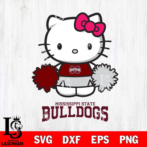 Mississippi State Bulldogs Hello Kitty Cheerleader 2 Svg Eps Dxf Png File, Digital Download, Instant Download