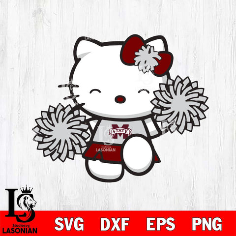 Mississippi State Bulldogs Hello Kitty Cheerleader Svg Eps Dxf Png File, Digital Download, Instant Download