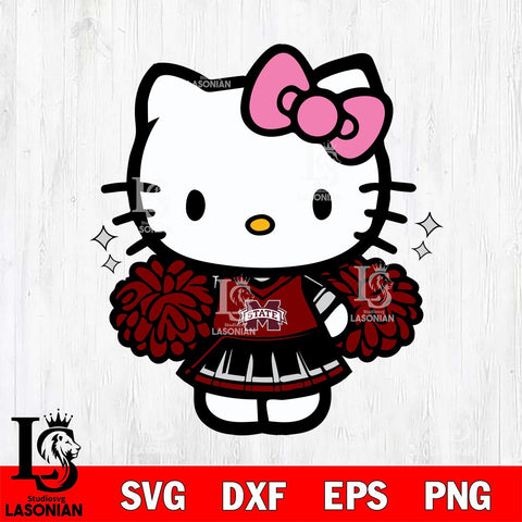 Mississippi State Bulldogs Hello Kitty Cheerleader Svg Eps Dxf Png File, Digital Download, Instant Download