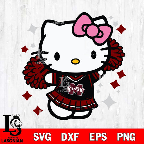 Mississippi State Bulldogs Hello Kitty Cheerleader 4 Svg Eps Dxf Png File, Digital Download, Instant Download