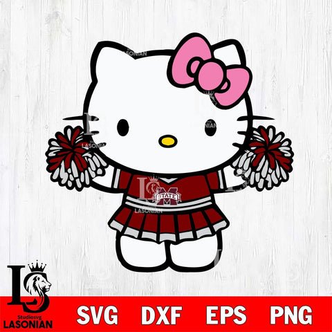 Mississippi State Bulldogs Hello Kitty Cheerleader 9 Svg Eps Dxf Png File, Digital Download, Instant Download