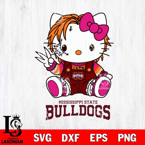 Mississippi State Bulldogs Hello Kitty Horror Svg Eps Dxf Png File, Digital Download