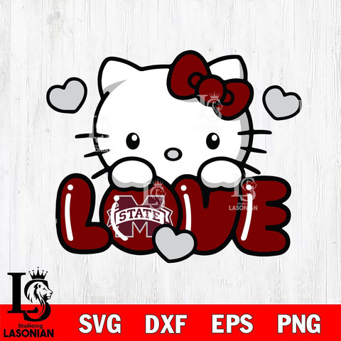 Mississippi State Bulldogs Hello Kitty Love Svg Eps Dxf Png File, Digital Download, Instant Download