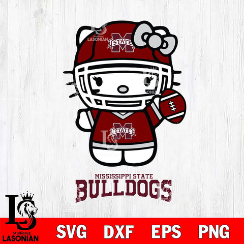 Mississippi State Bulldogs Hello Kitty NCAA 1 Svg Eps Dxf Png File, Digital Download, Instant Download