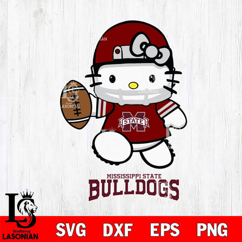 Mississippi State Bulldogs Hello Kitty NCAA 4 Svg Eps Dxf Png File, Digital Download, Instant Download