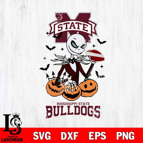 Mississippi State Bulldogs Jack Skellington 2 halloween Svg Eps Dxf Png File, NCAA svg, Digital Download, Instant Download