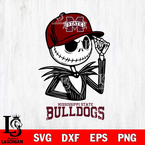 Mississippi State Bulldogs Jack Skellington 3 Halloween Svg Eps Dxf Png File, NCAA svg, Digital Download, Instant Download