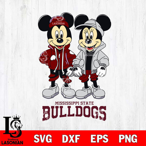 Mississippi State Bulldogs Mickey Minnie Mouse Football Svg Eps Dxf Png File, NCAA svg , File Cut , Digital Download , Instant Download, Cut Svg Files