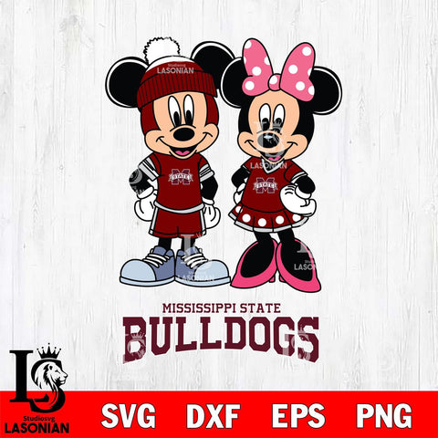 Mississippi State Bulldogs Mickey Minnie Mouse Pink Svg Eps Dxf Png File, NCAA svg , File Cut , Digital Download , Instant Download, Cut Svg Files