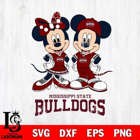 Mississippi State Bulldogs Mickey Minnie Mouse rugby ball Svg Eps Dxf Png File, NCAA svg , File Cut , Digital Download , Instant Download, Cut Svg Files