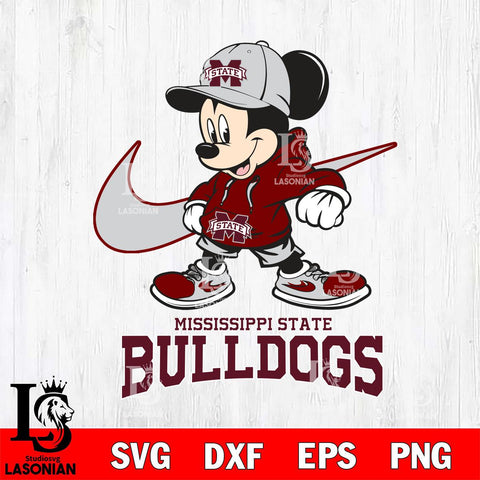 Mississippi State Bulldogs Mickey Mouse NIKE, Svg Eps Dxf Png File, Digital Download