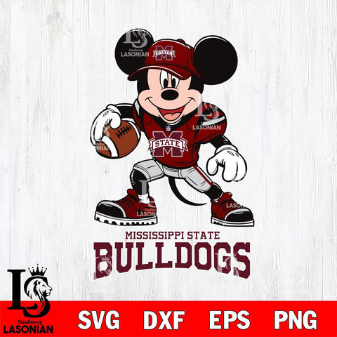 Mississippi State Bulldogs Mikey Mouse Disney, Svg Eps Dxf Png File, Digital Download