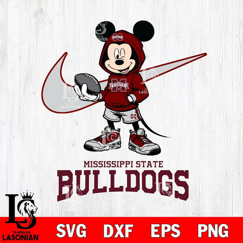 Mississippi State Bulldogs Mikey Mouse Disney NIKE, Svg Eps Dxf Png File, Digital Download