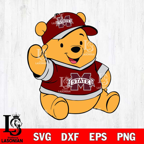 Mississippi State Bulldogs Pooh Bear Svg Eps Dxf Png File, NCAA svg, Digital Download, Instant Download