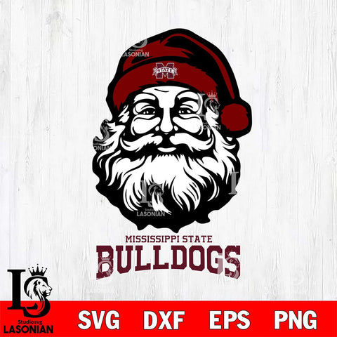 Mississippi State Bulldogs Santa Claus Christmas Svg dxf eps png pdf file,NCAA svg,Digital Download,Cricut file