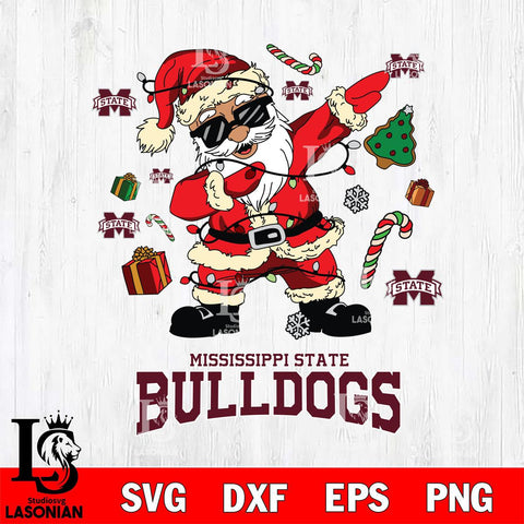 Mississippi State Bulldogs Santa Claus Football Svg dxf eps png pdf file,NCAA svg,Digital Download,Cricut file