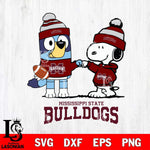 Mississippi State Bulldogs Snoopy & Bluey Football Svg Eps Dxf Png File,NCAA Svg Files,Chill Guy svg ,Digital Download ,Instant Download, Cricut File