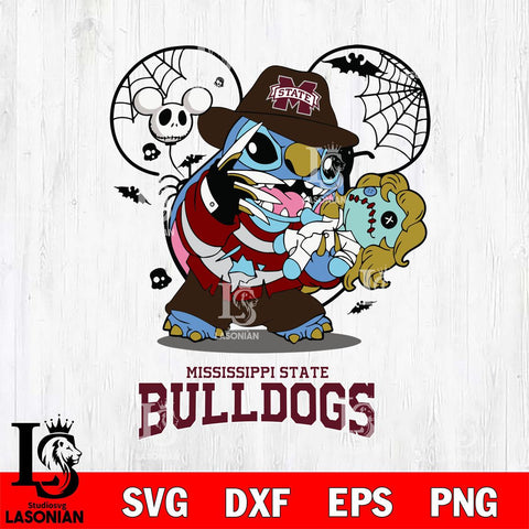 Mississippi State Bulldogs Stitch Freddy Krueger Halloween Svg Eps Dxf Png File, Digital Download, Instant Download