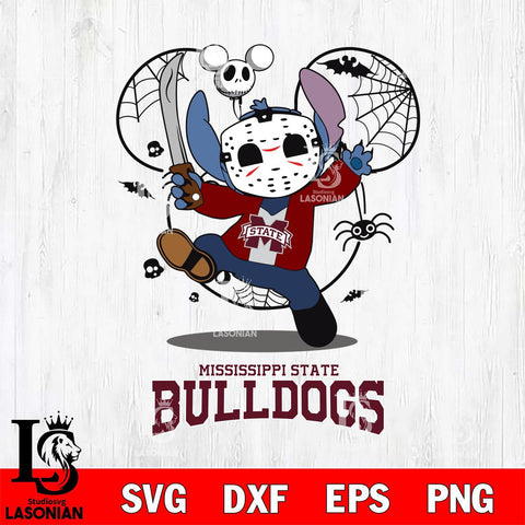 Mississippi State Bulldogs Stitch jason voorhees Halloween Svg Eps Dxf Png File, Digital Download, Instant Download