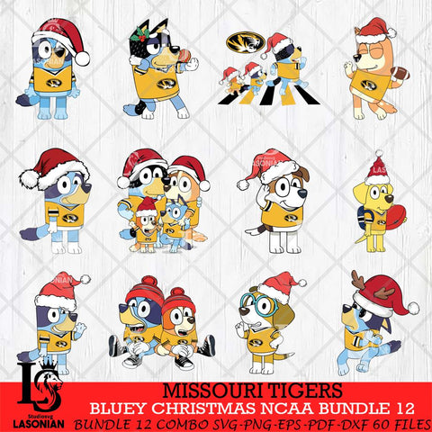 Missouri Tigers Bluey Christmas NCAA Bundle 12 SVG Eps Dxf Png File, Digital Download, Instant Download