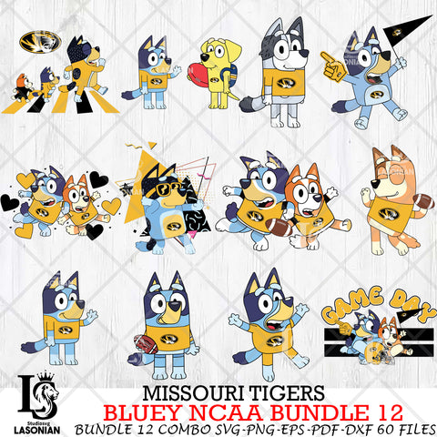 Missouri Tigers Bluey NCAA Bundle 12 Svg Eps Dxf Png File, Digital Download, Instant Download