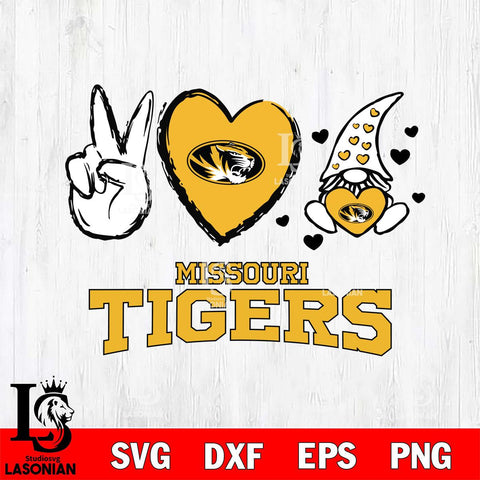 Missouri Tigers Gnomes Peace & Love Svg Eps Dxf Png File, Digital Download, Instant Download