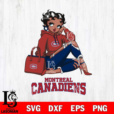 Montreal Canadiens Awesome Black Fan Girl Betty Boop, Svg Eps Dxf Png File, Digital Download